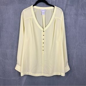 Soft Surroundings Women's Blouse 1/2 Button Shirt Lightweight Yellow Size Medium